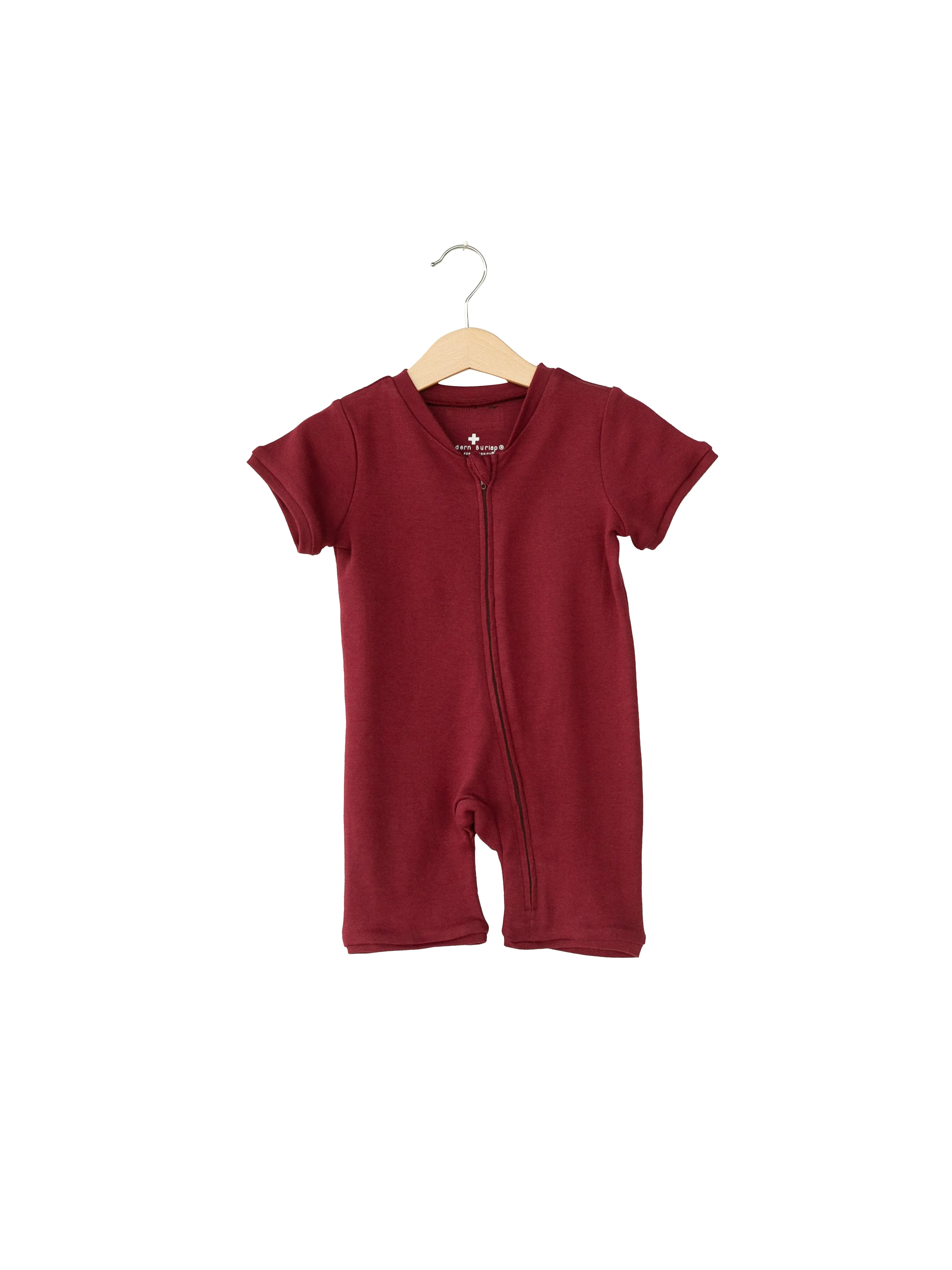 Organic Short Sleeve Zip Romper -  Colors