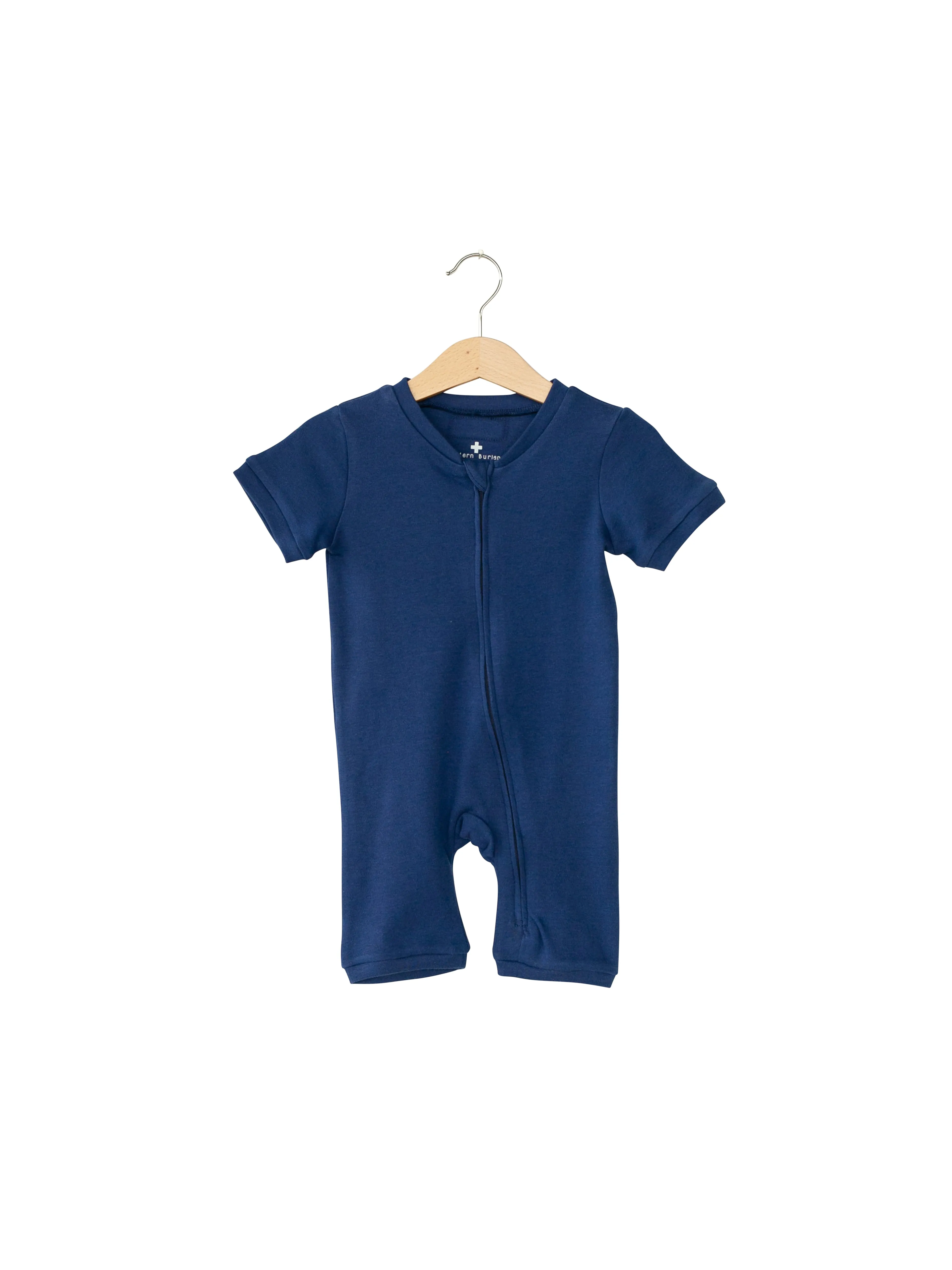 Organic Short Sleeve Zip Romper -  Colors