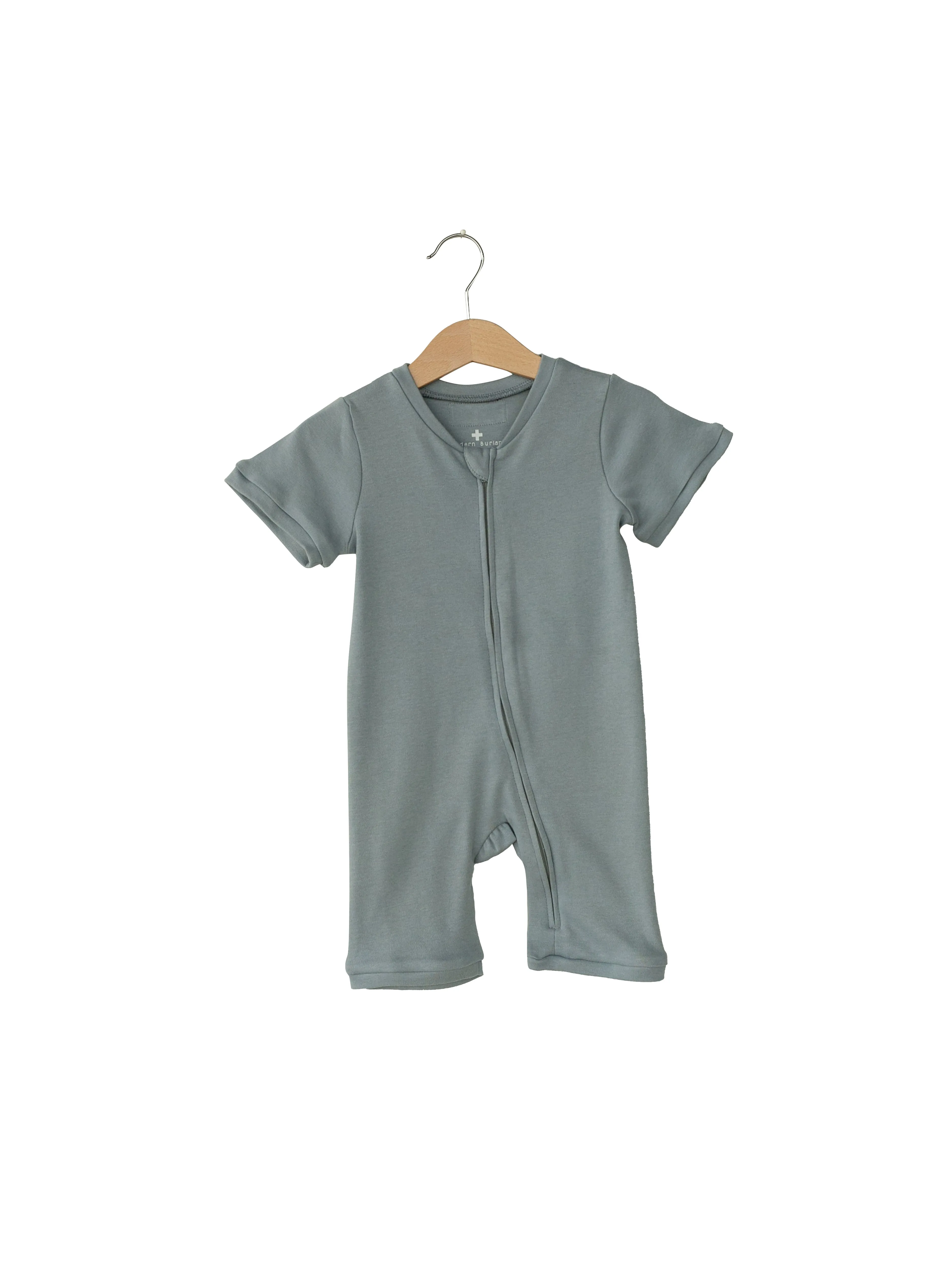 Organic Short Sleeve Zip Romper -  Colors