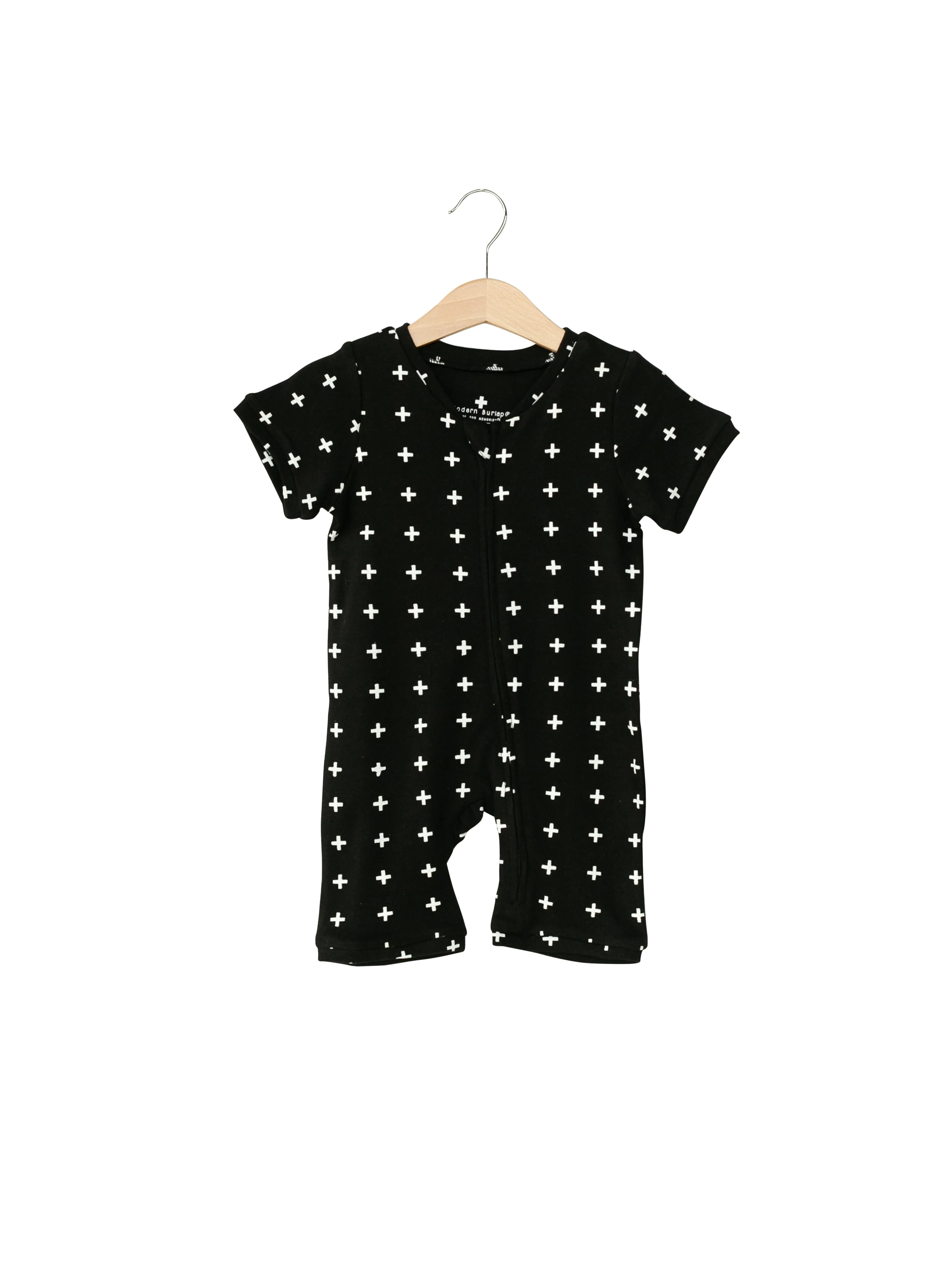 Organic Short Sleeve Zip Romper -  Prints