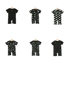 Organic Short Sleeve Zip Romper -  Prints