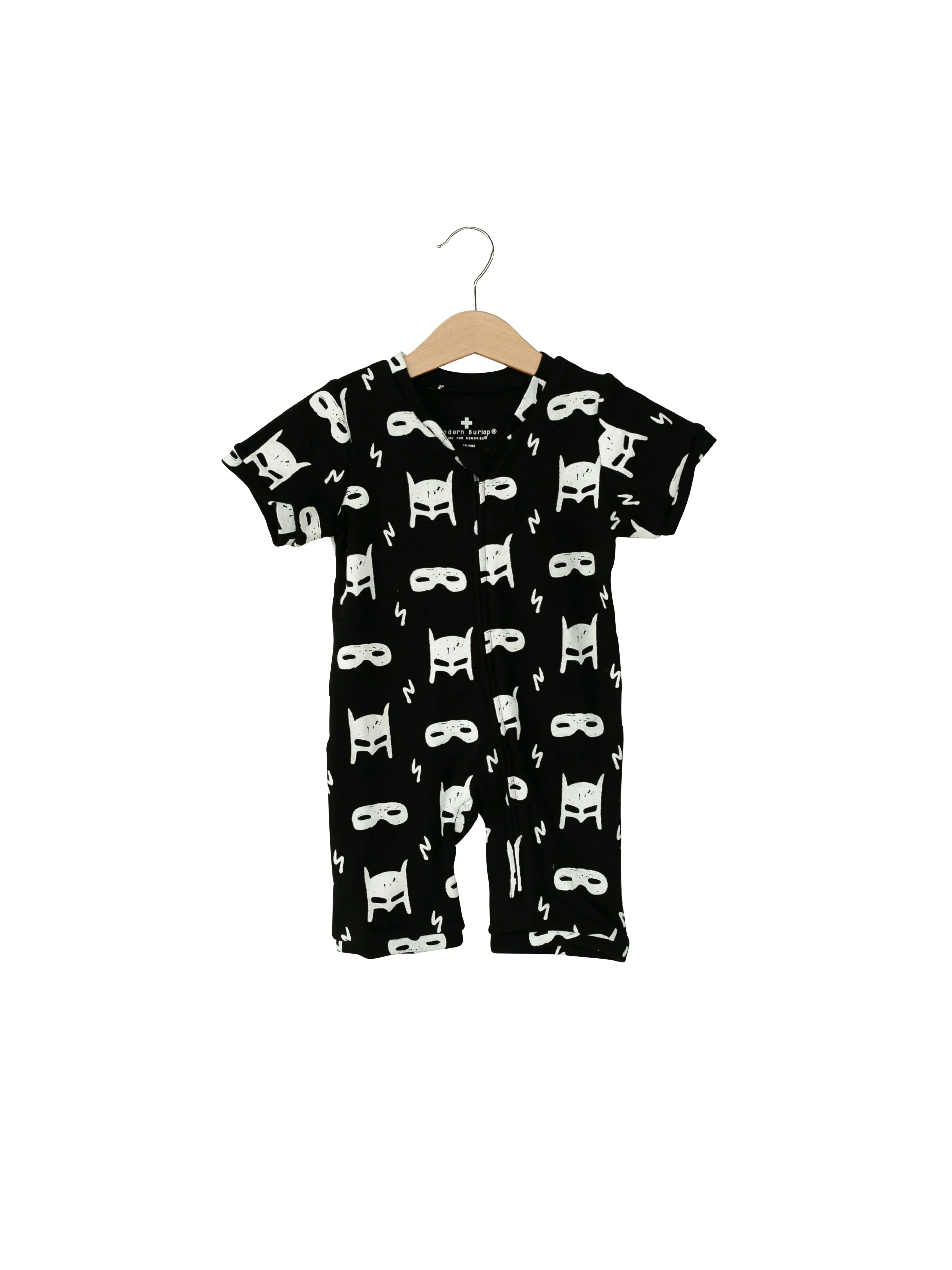 Organic Short Sleeve Zip Romper -  Prints