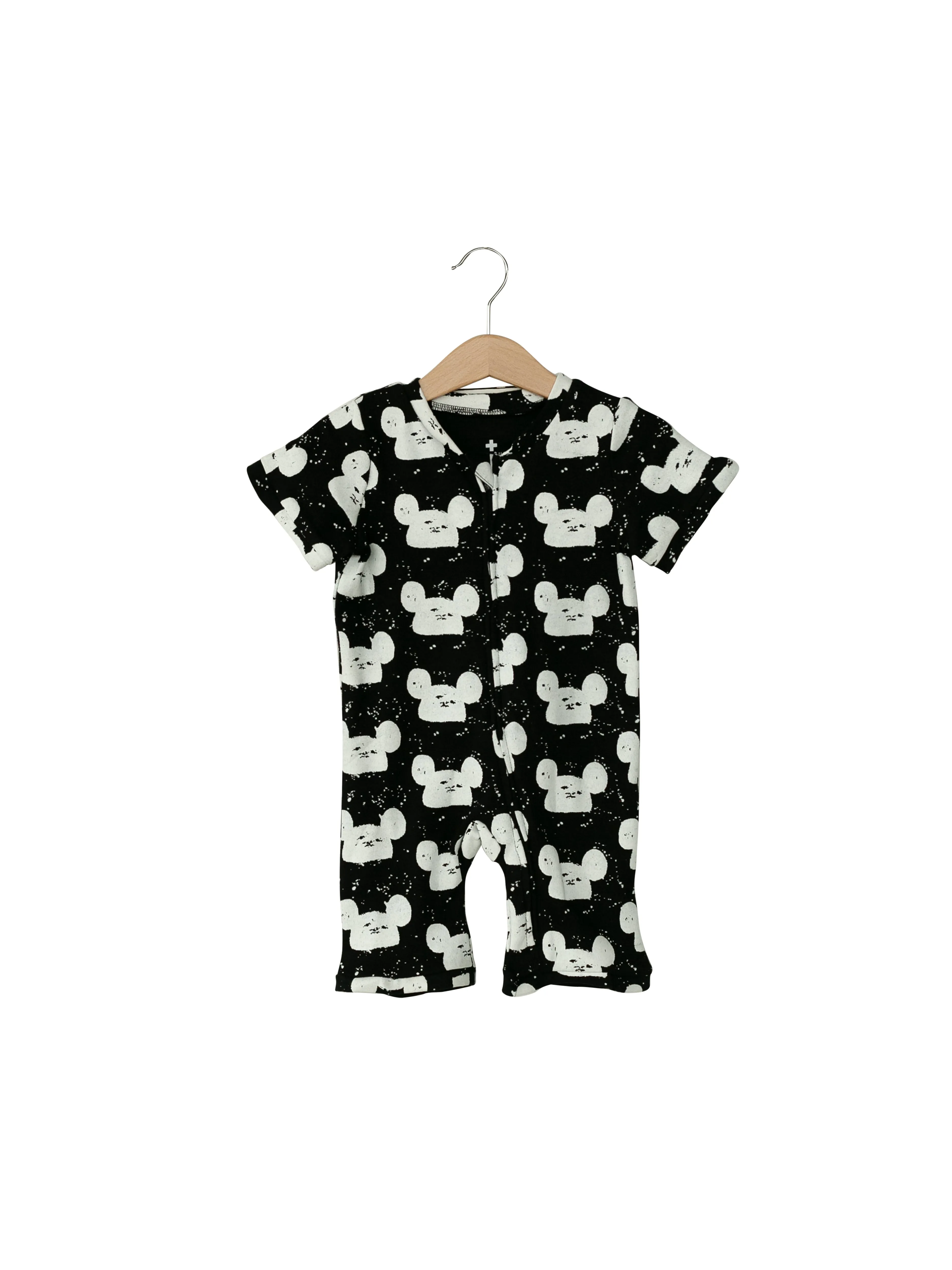 Organic Short Sleeve Zip Romper -  Prints