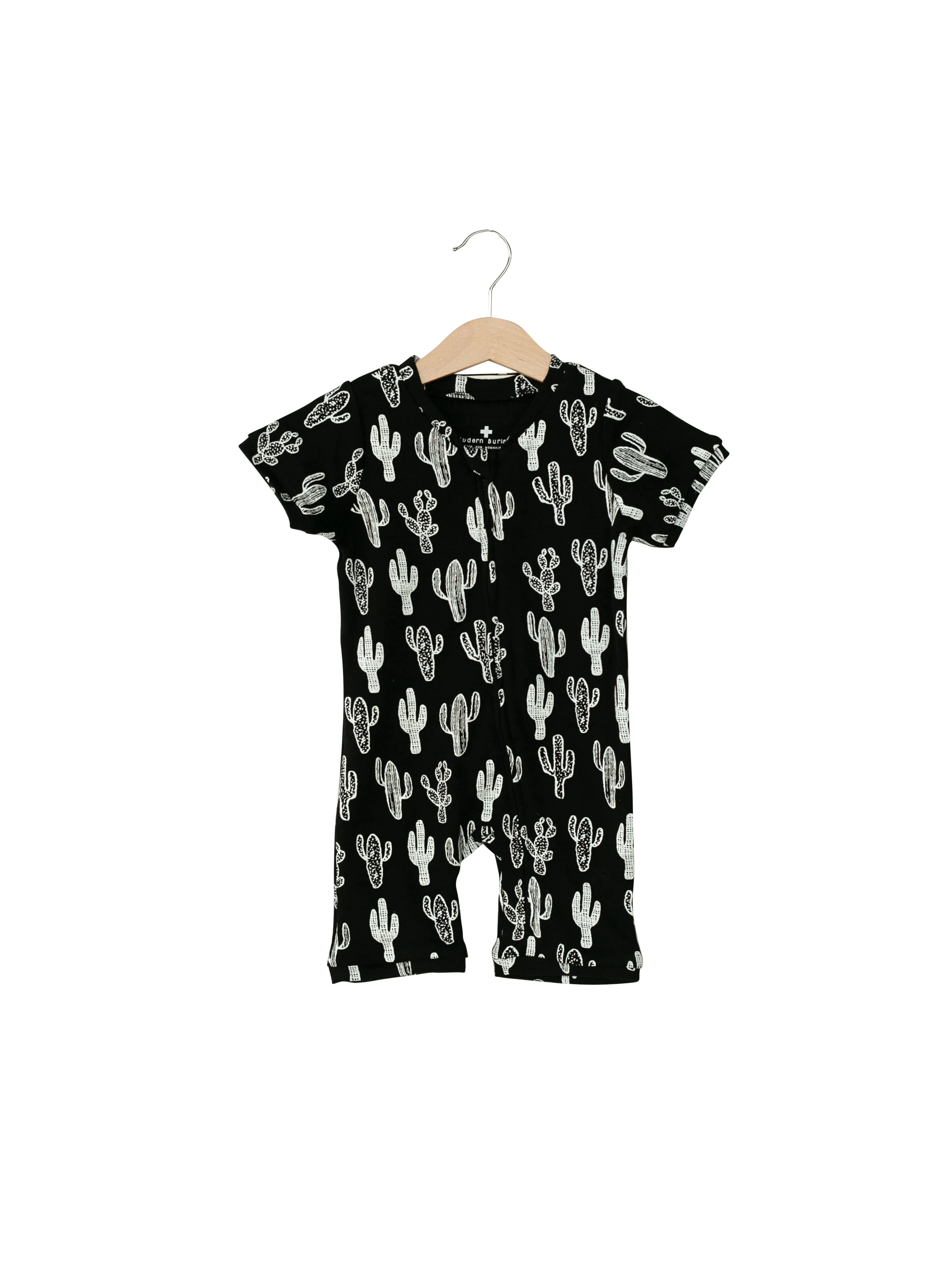 Organic Short Sleeve Zip Romper -  Prints