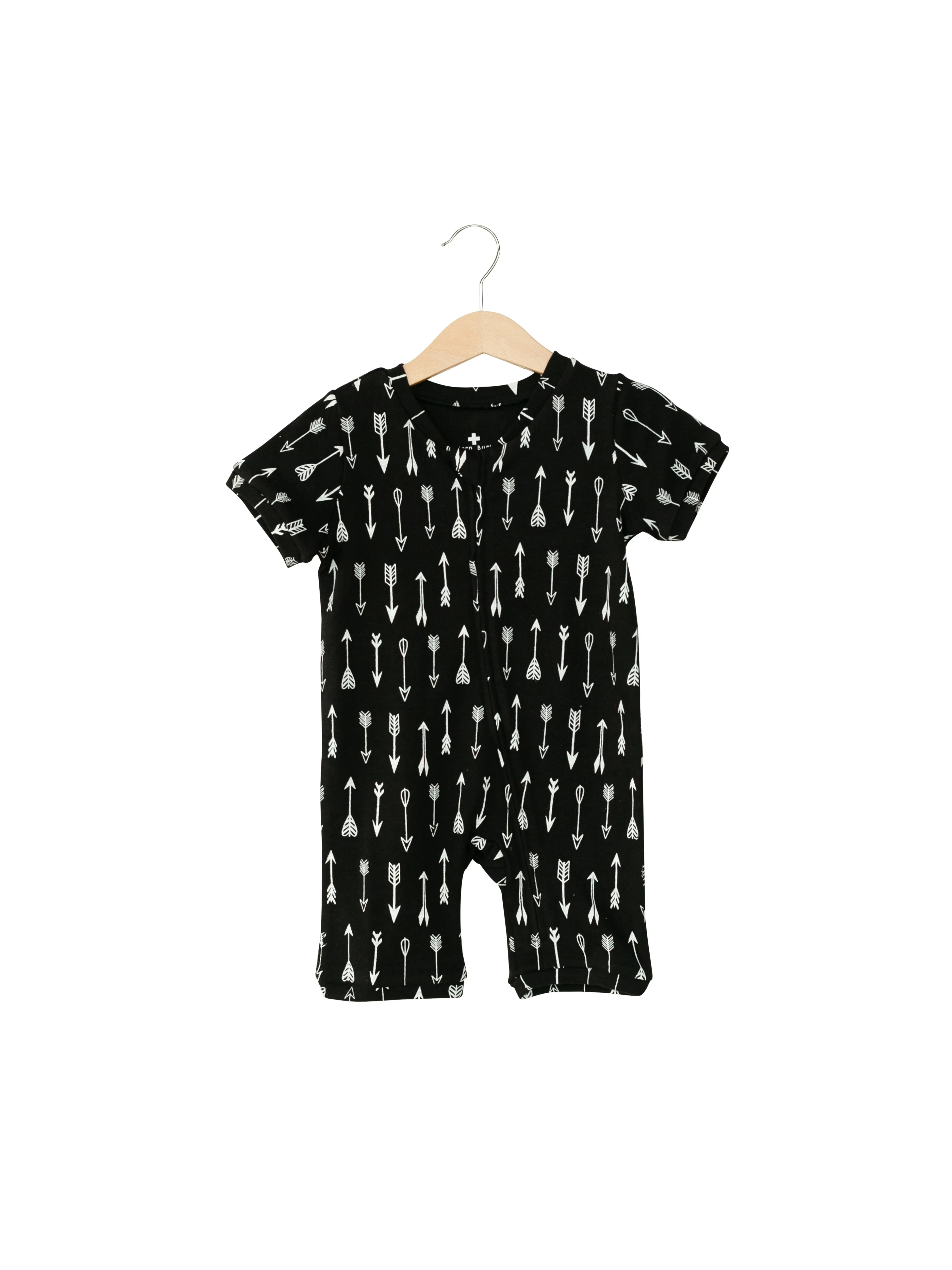 Organic Short Sleeve Zip Romper -  Prints