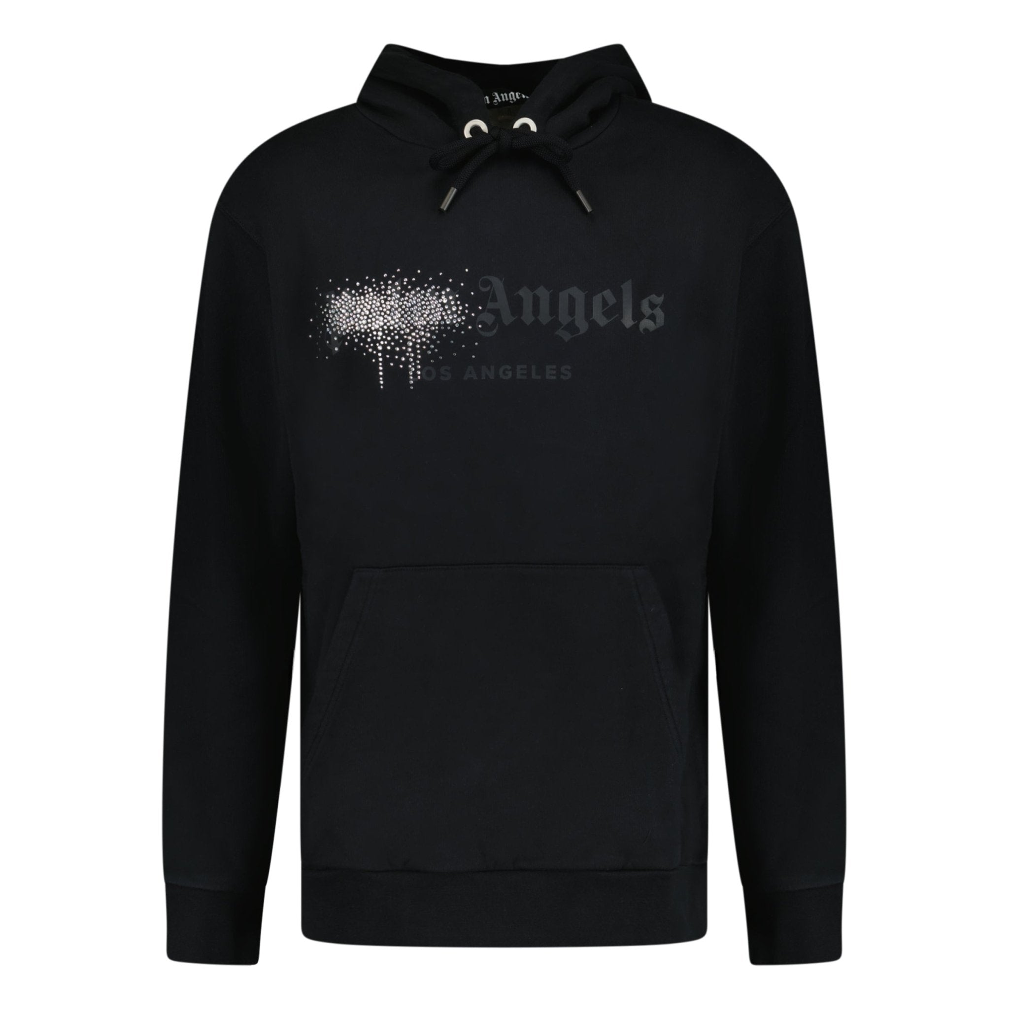 PALM ANGELS RHINESTONE SPRAY HOODIE BLACK