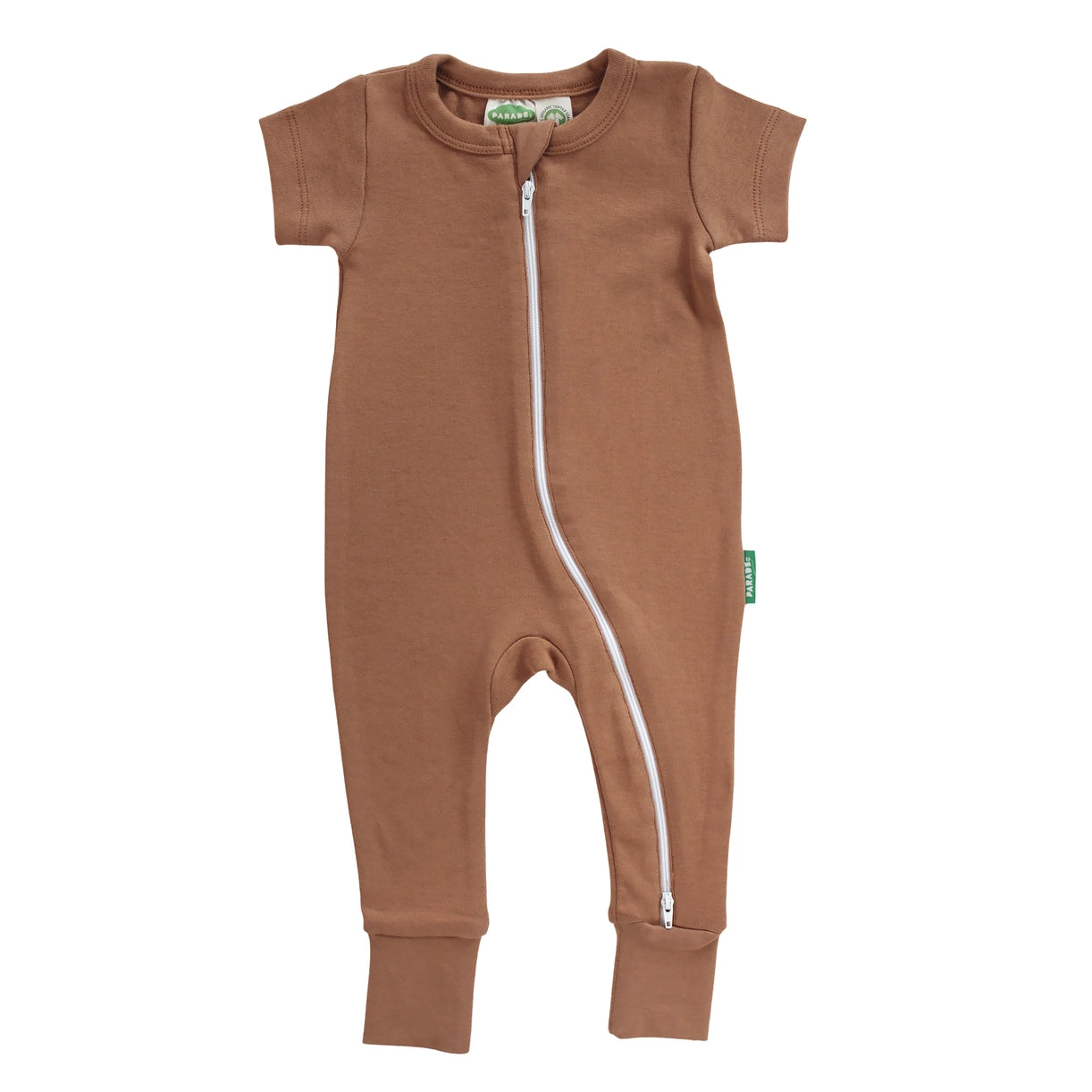 Parade Organics Caramel Brown 2-Way Zip Short Sleeve Romper