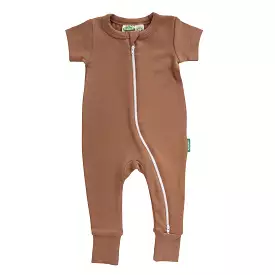 Parade Organics Caramel Brown 2-Way Zip Short Sleeve Romper