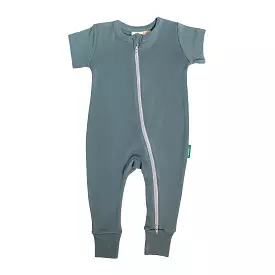 Parade Organics Ocean Blue 2-Way Zip Short Sleeve Romper