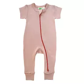 Parade Organics Pale Pink 2-Way Zip Short Sleeve Romper