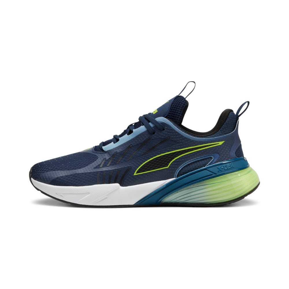 Puma Men's X-Cell Action Running Shoe - Club Navy/Lime Pow/Puma Black