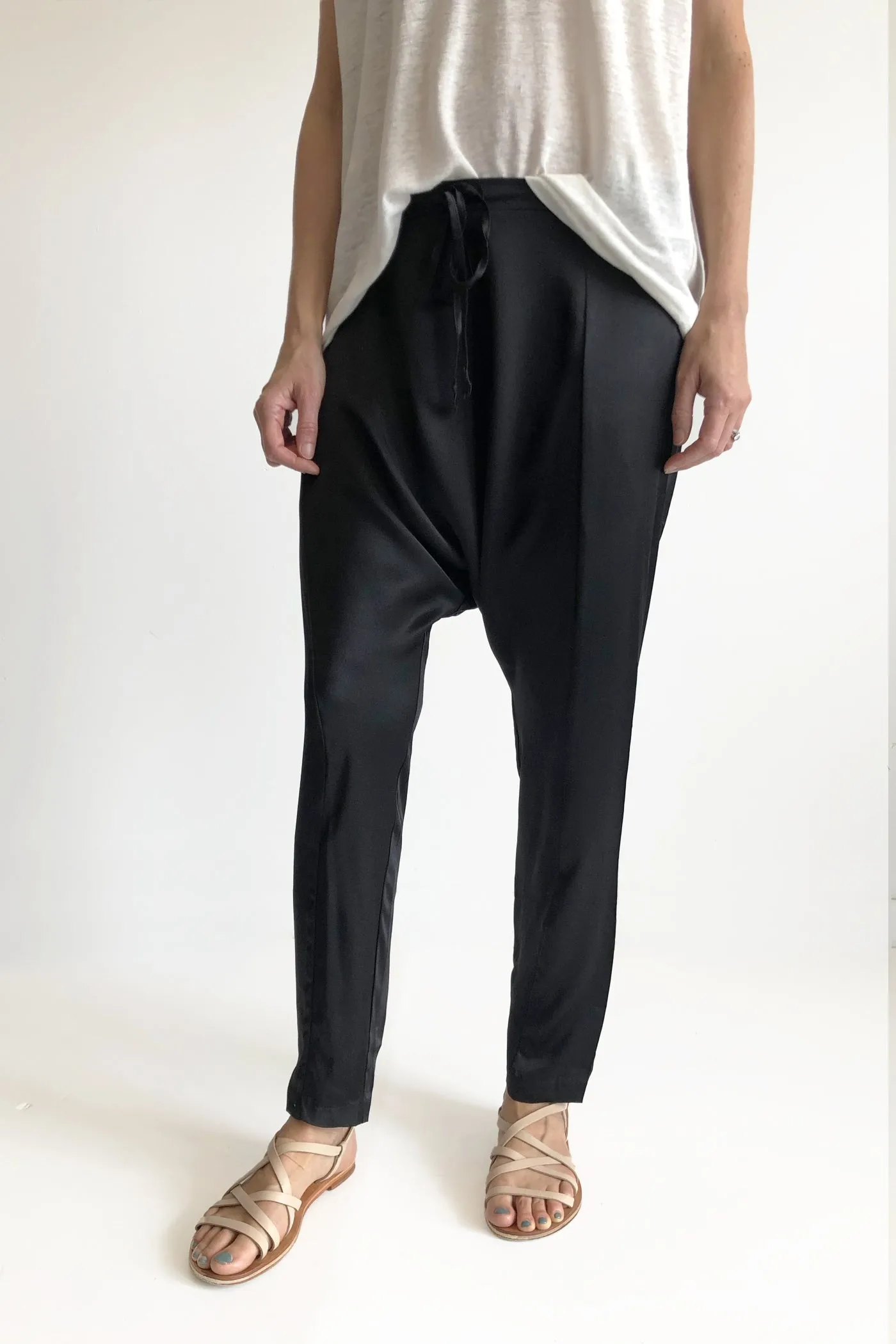 Silk Harem Pants - Black