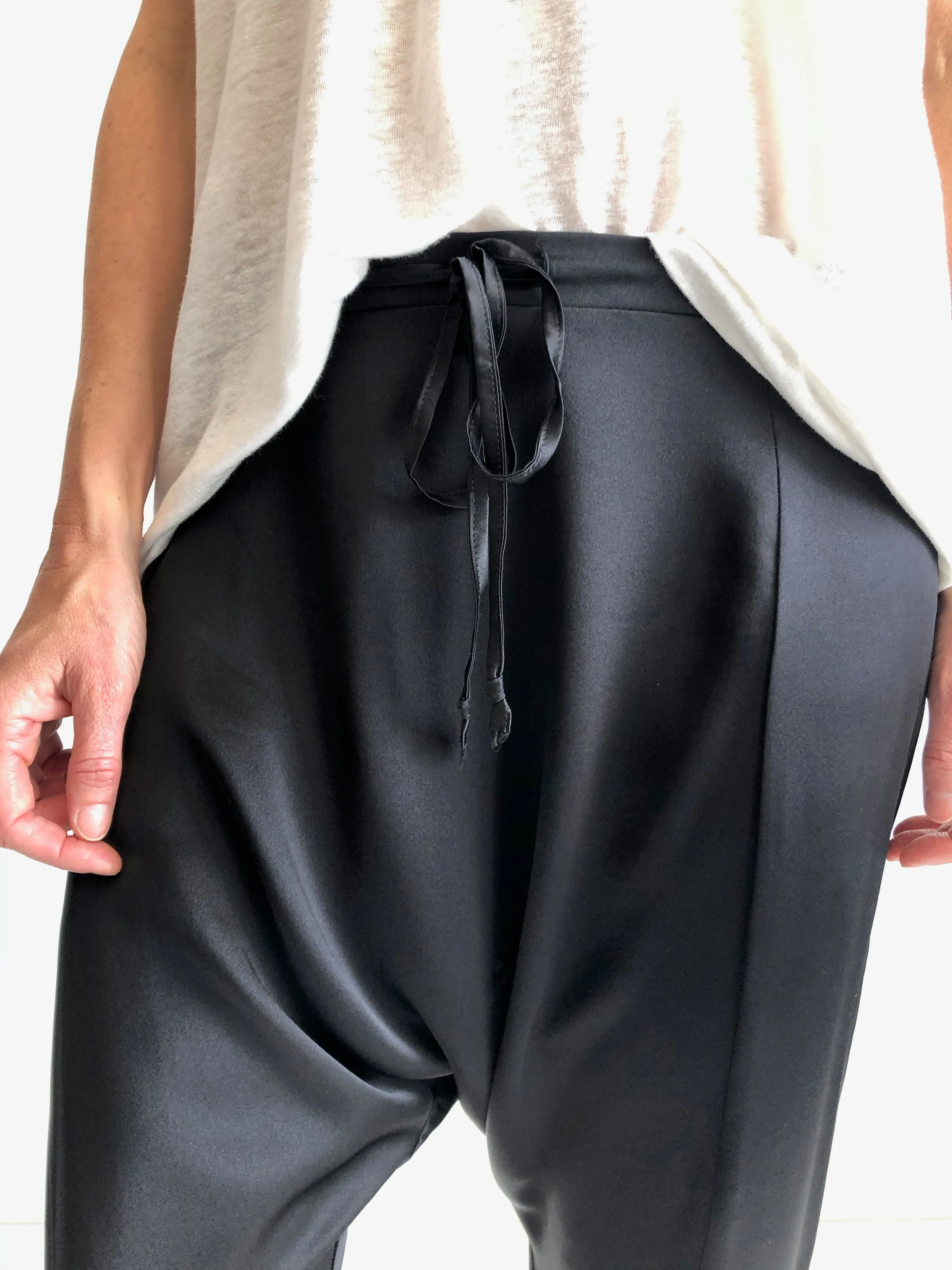 Silk Harem Pants - Black