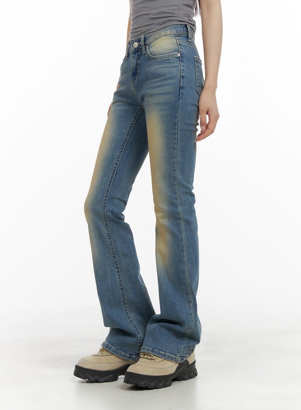 Slim Fit Washed Bootcut Jeans CA402