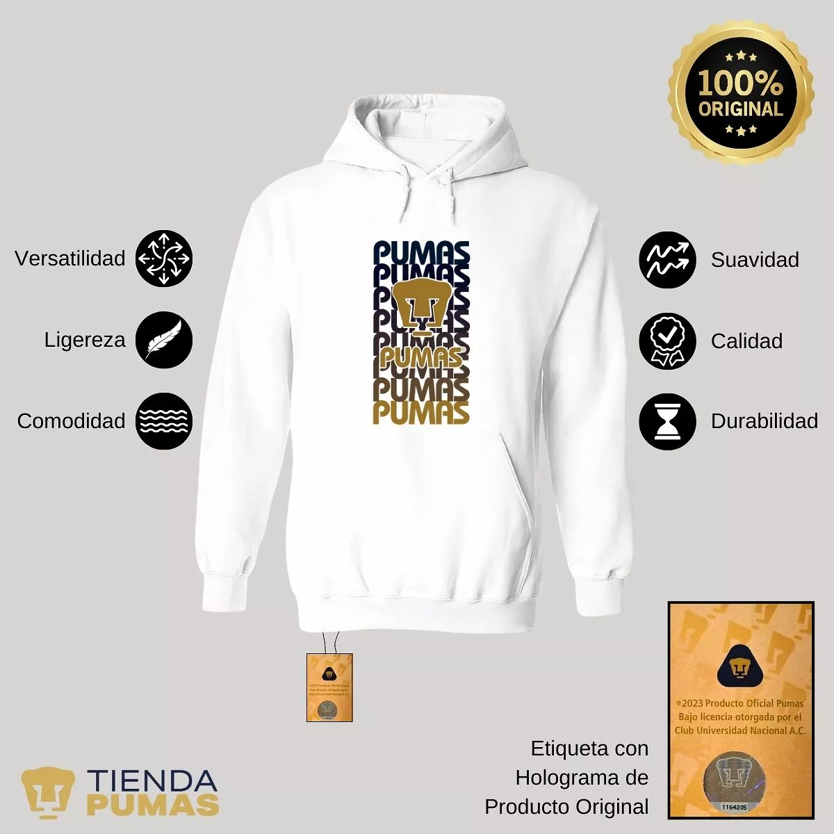 Sudadera Hombre Hoodie Pumas UNAM Degradado