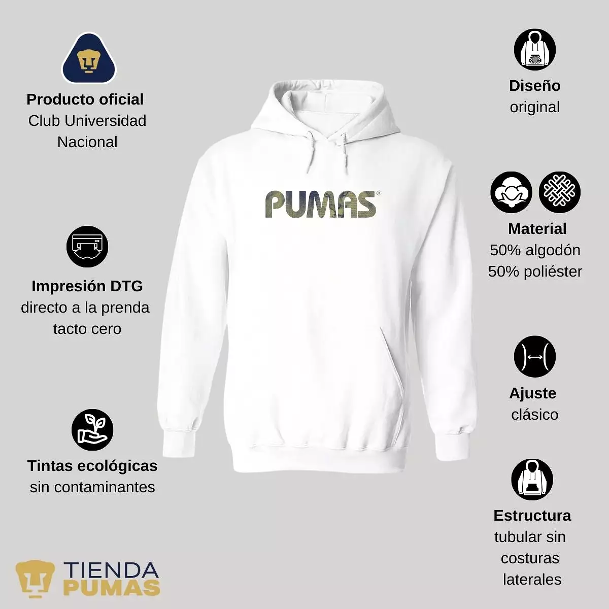 Sudadera Hombre Hoodie Pumas UNAM Fusión