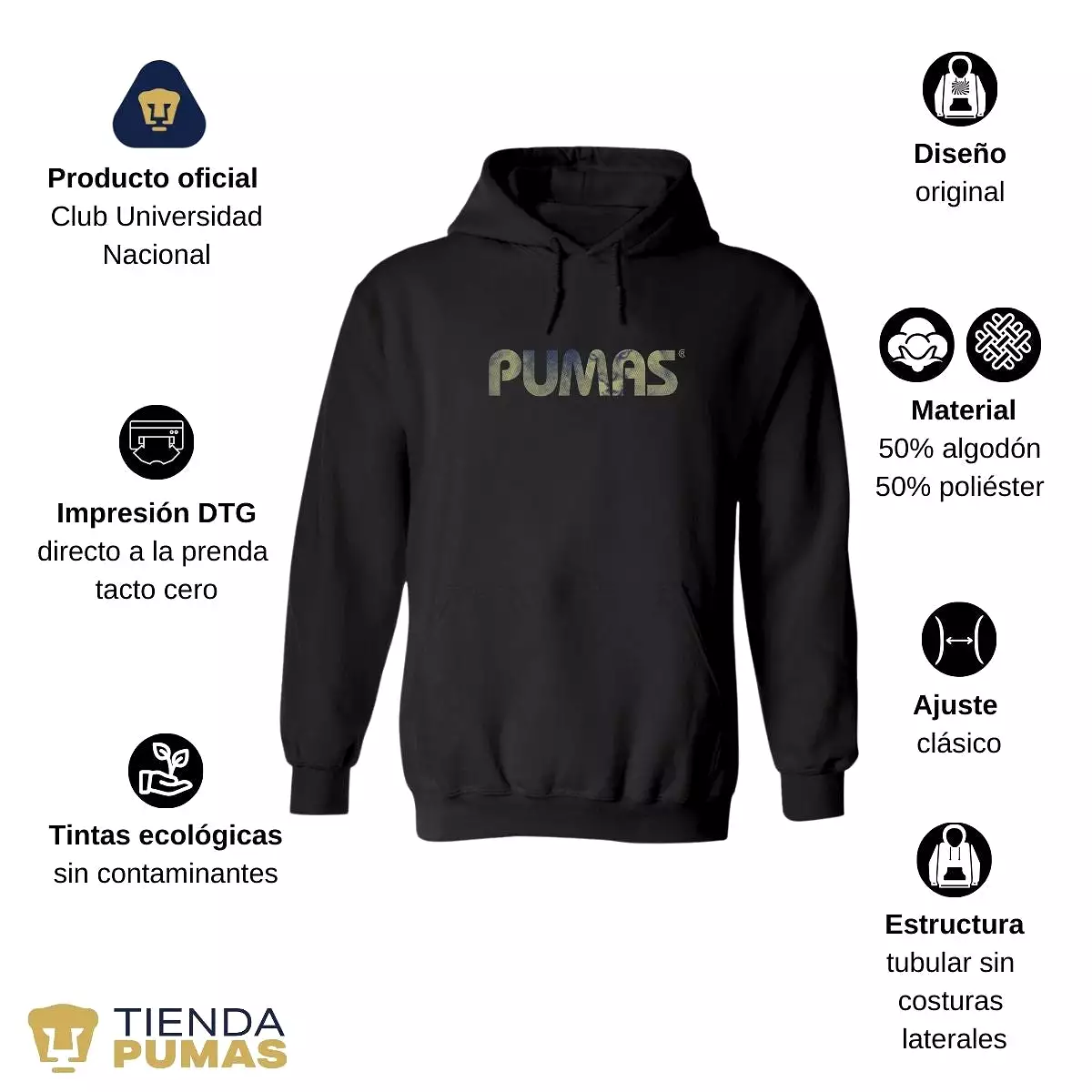 Sudadera Hombre Hoodie Pumas UNAM Fusión