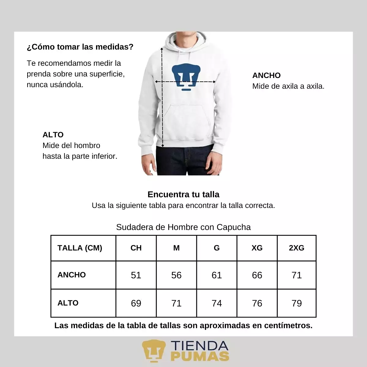 Sudadera Hombre Hoodie Pumas UNAM Logo Azul Vinil