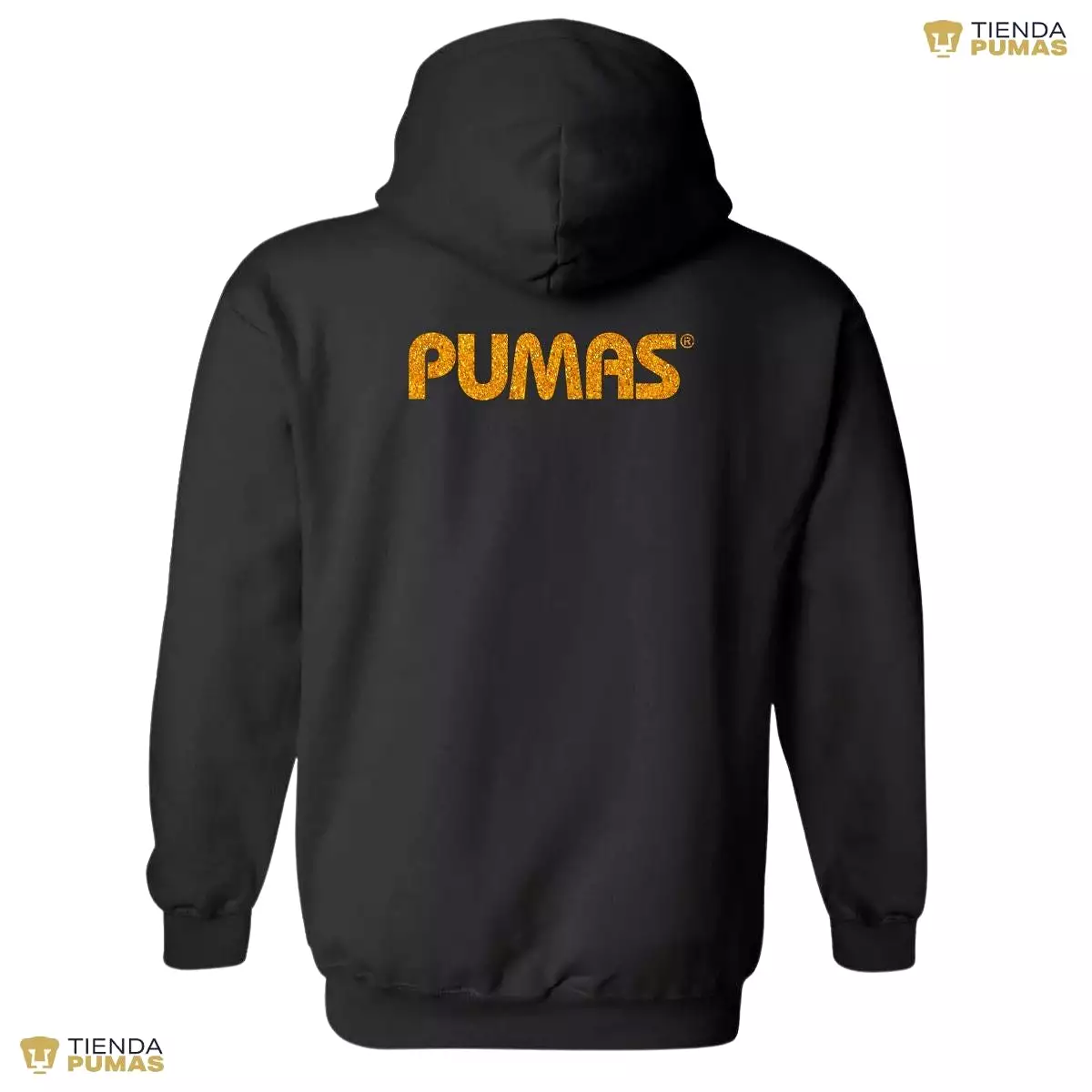 Sudadera Hombre Hoodie Pumas UNAM Logo Dorado Glitter