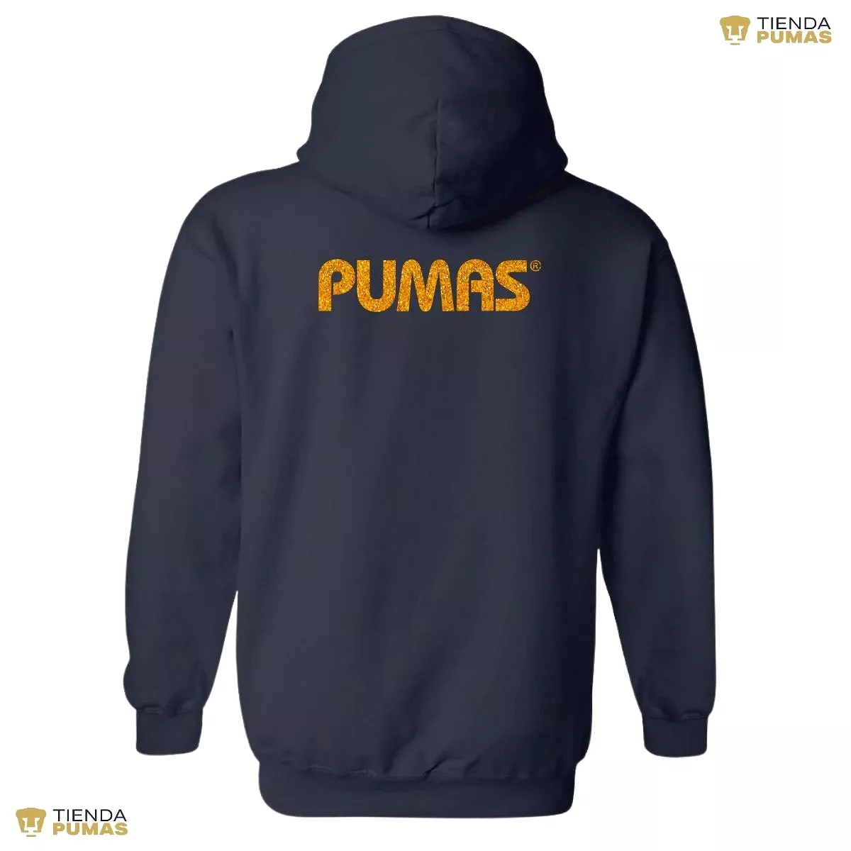 Sudadera Hombre Hoodie Pumas UNAM Logo Dorado Glitter