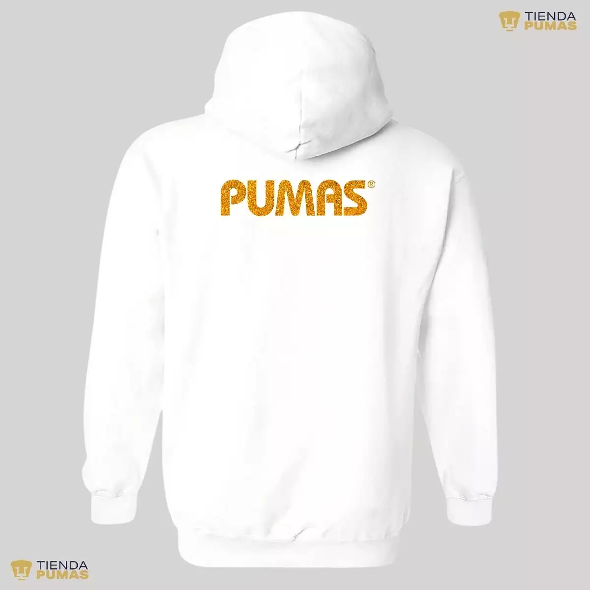 Sudadera Hombre Hoodie Pumas UNAM Logo Dorado Glitter