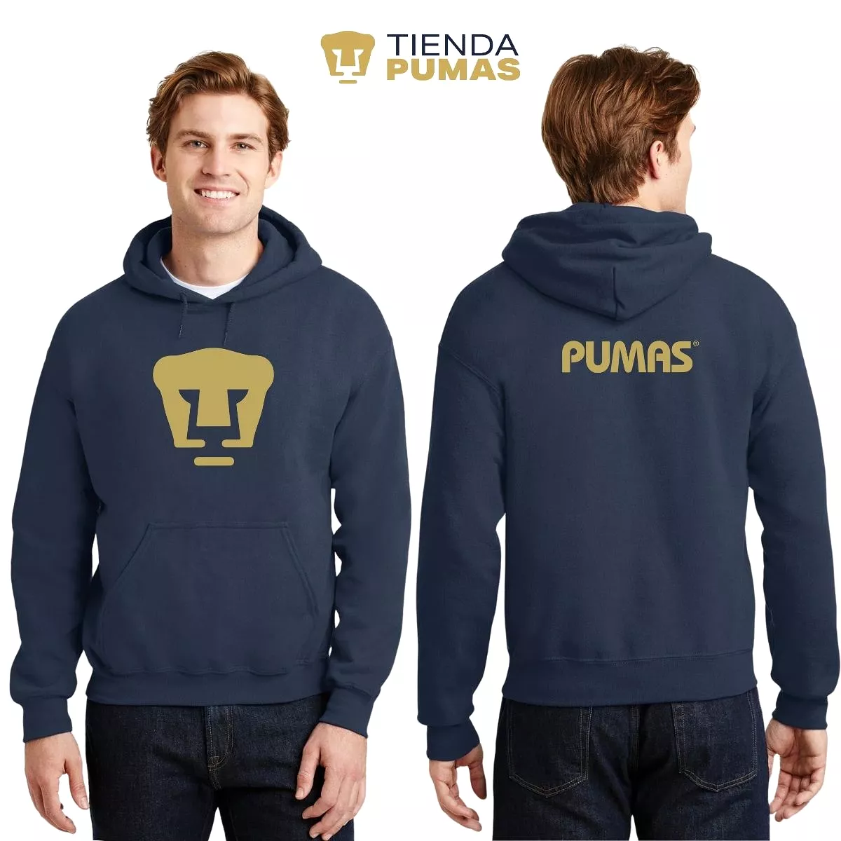 Sudadera Hombre Hoodie Pumas UNAM Logo Dorado Vinil