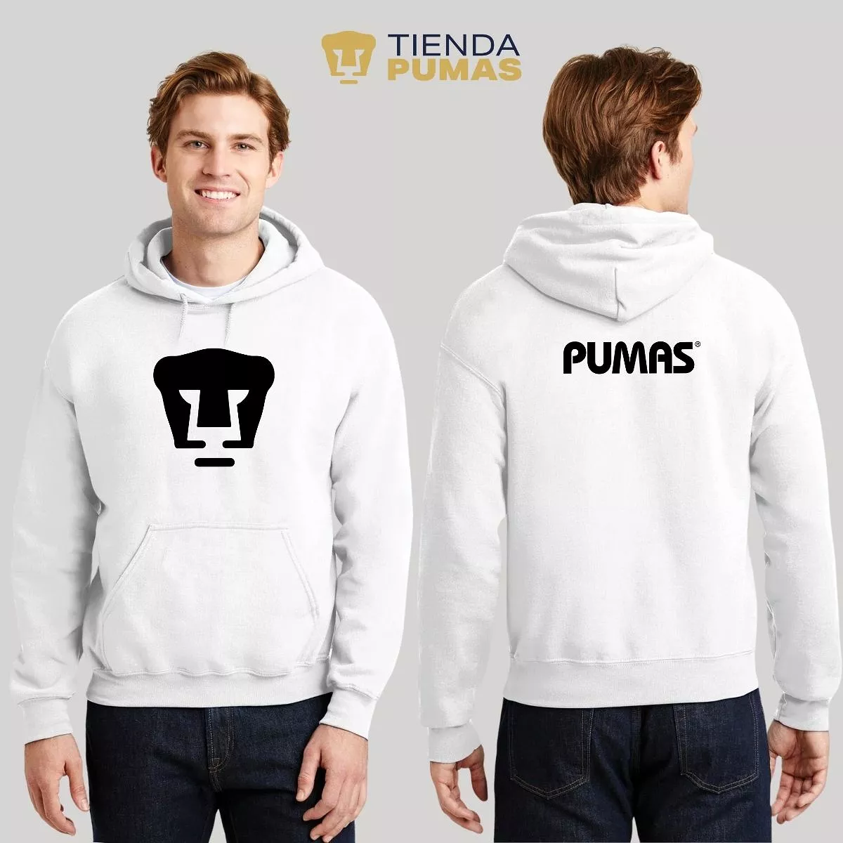 Sudadera Hombre Hoodie Pumas UNAM Logo Monocromatico Vinil