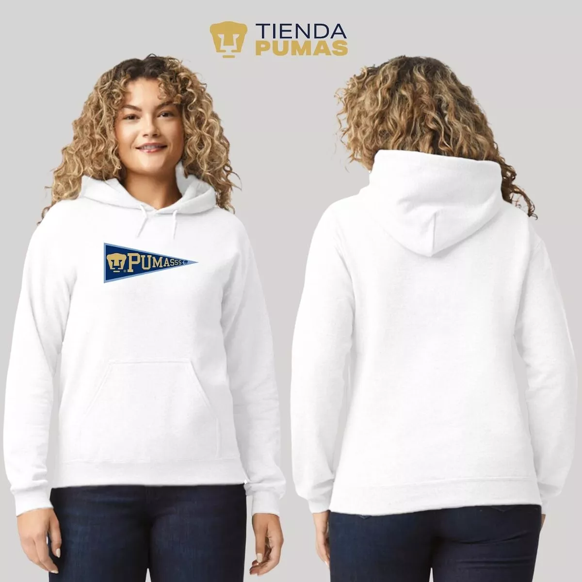 Sudadera Mujer Hoodie Pumas UNAM Banderín