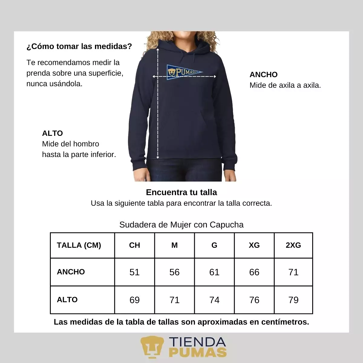 Sudadera Mujer Hoodie Pumas UNAM Banderín