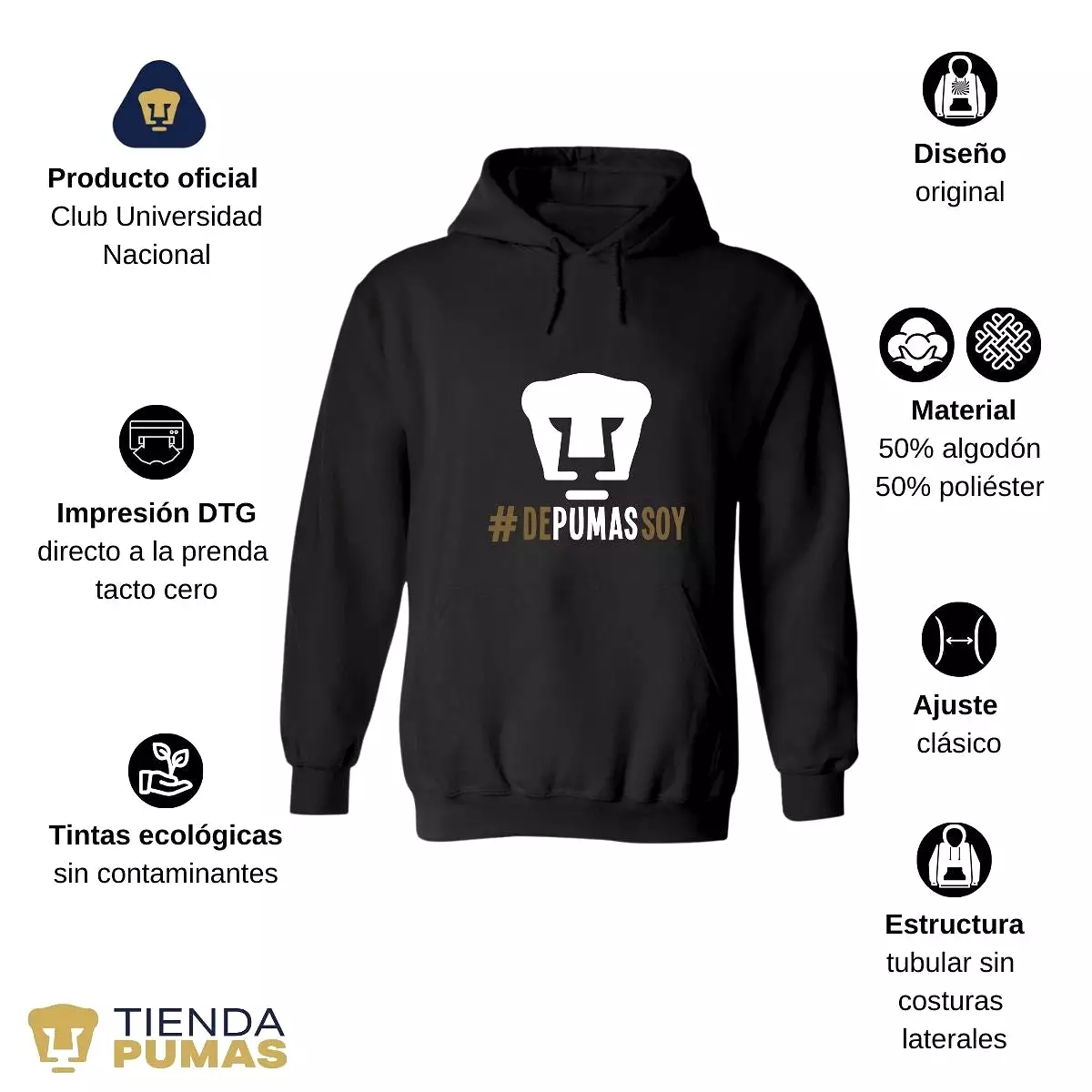 Sudadera Mujer Hoodie Pumas UNAM De Pumas Soy