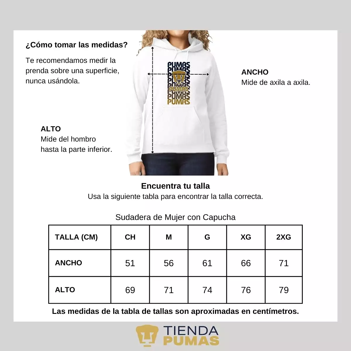 Sudadera Mujer Hoodie Pumas UNAM Degradado