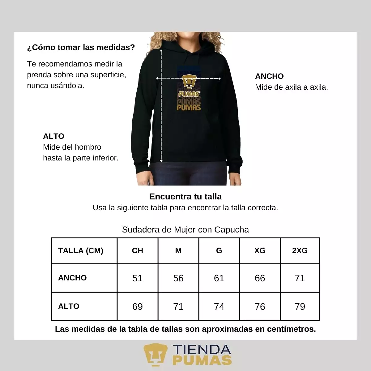 Sudadera Mujer Hoodie Pumas UNAM Degradado