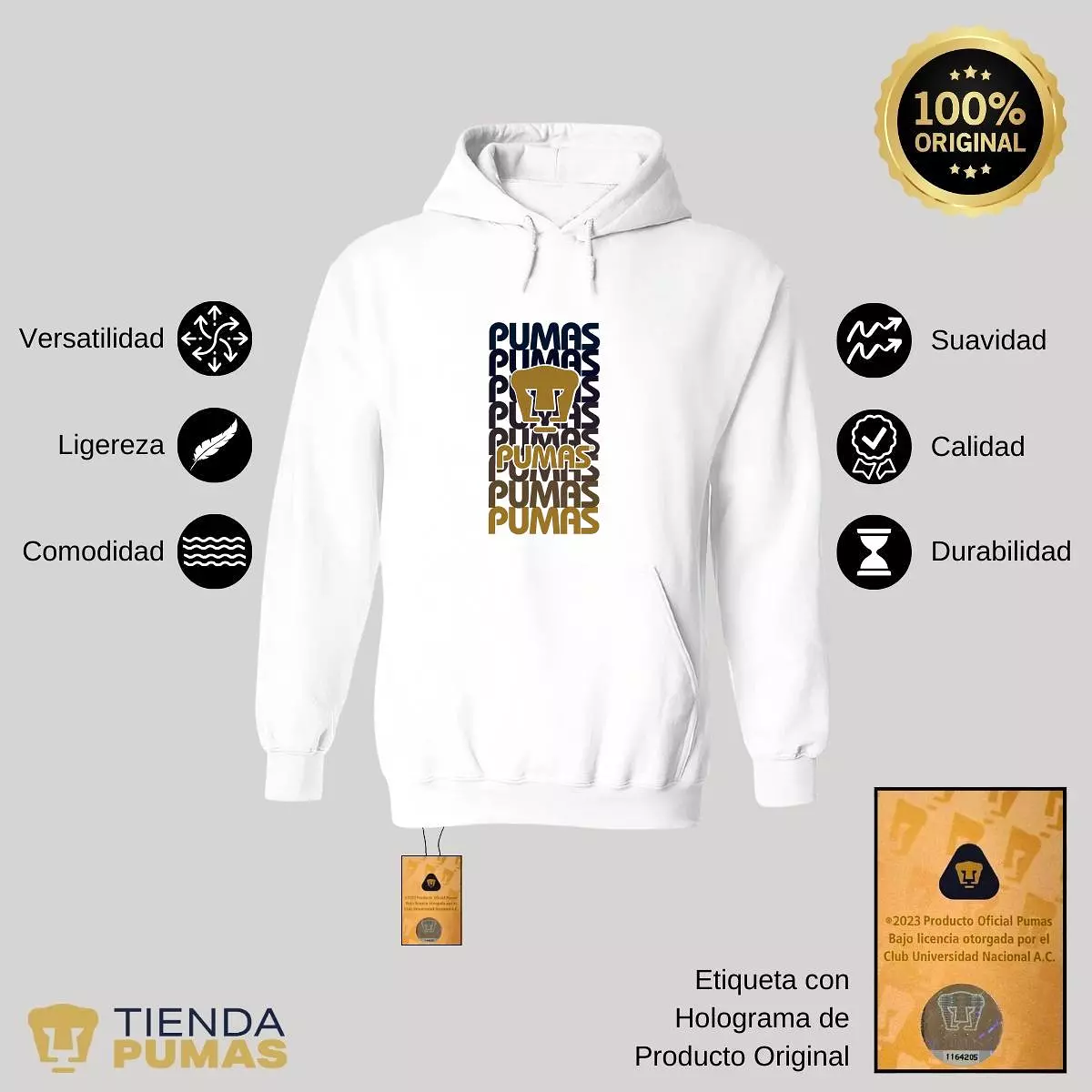 Sudadera Mujer Hoodie  Pumas UNAM Degradado