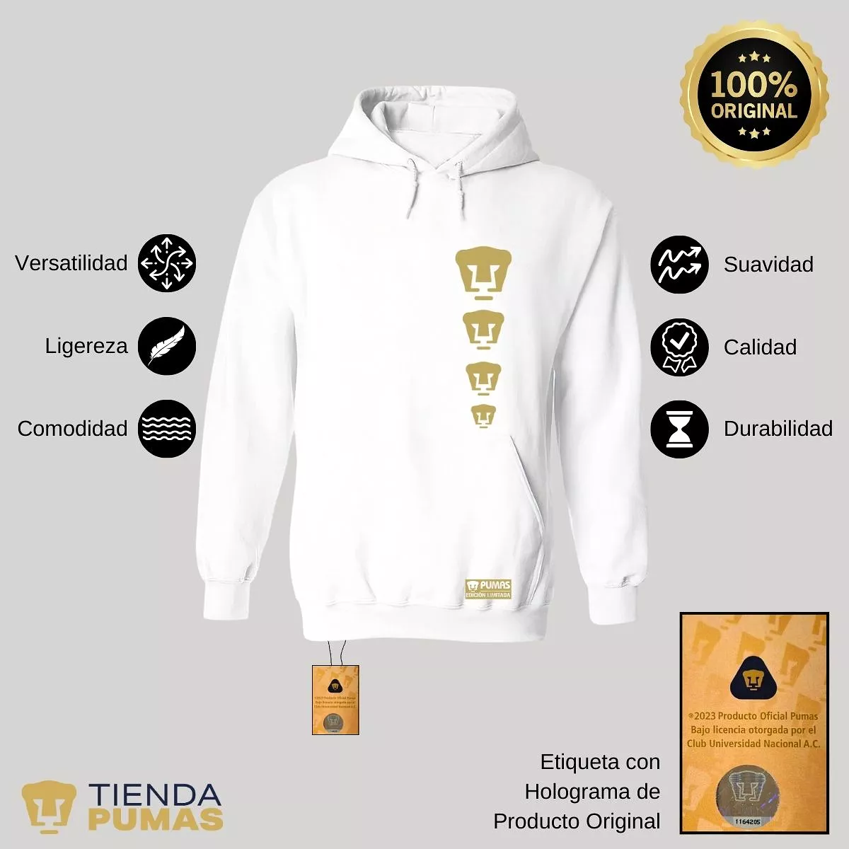 Sudadera Mujer Hoodie Pumas UNAM Edición Limitada 3 Vinil