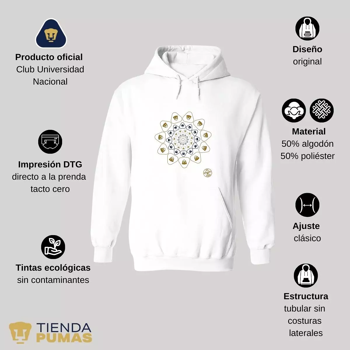 Sudadera Mujer Hoodie  Pumas UNAM Flor