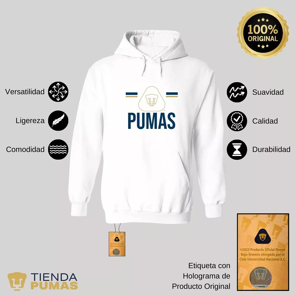 Sudadera Mujer Hoodie Pumas UNAM Insignia