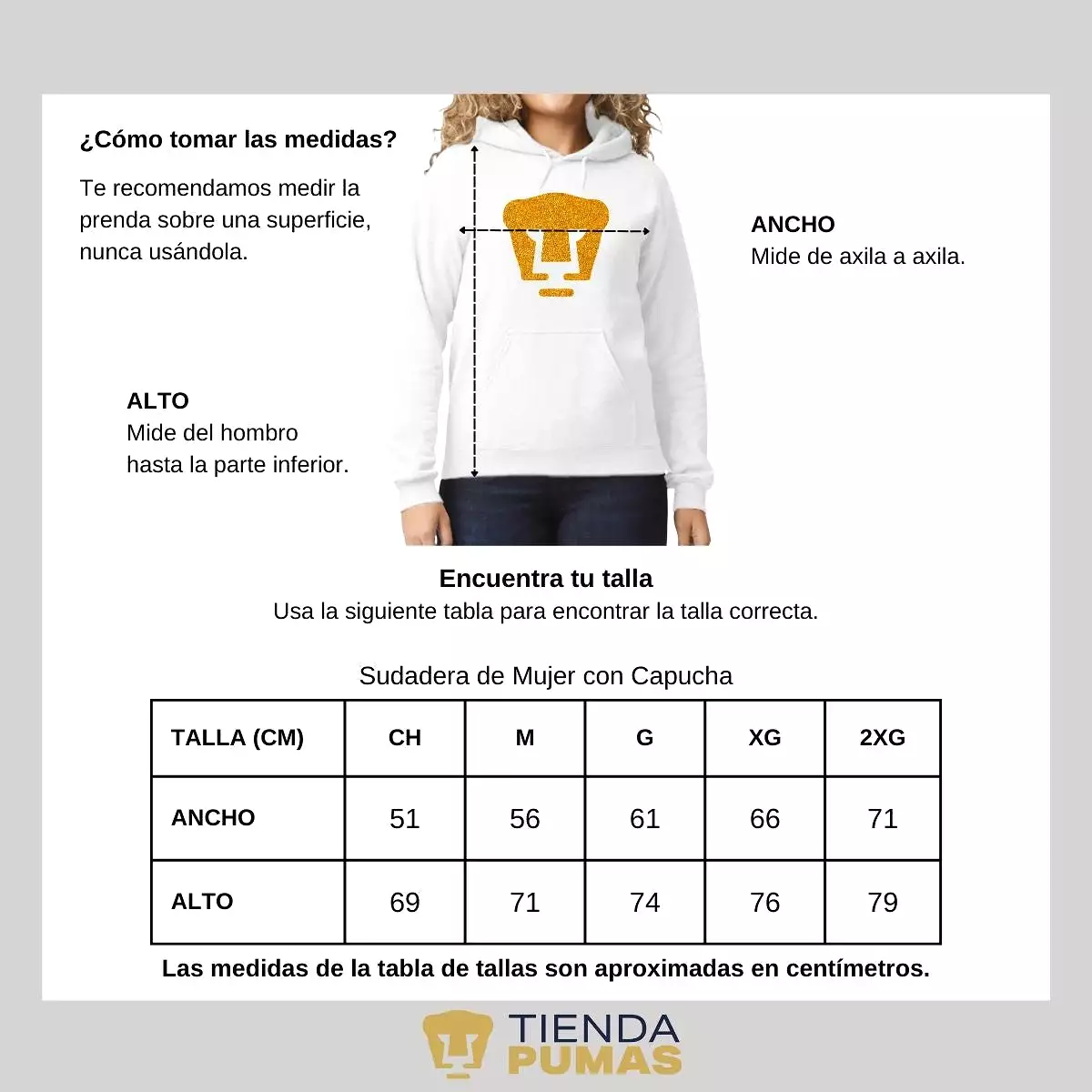 Sudadera Mujer Hoodie Pumas UNAM Logo Dorado Glitter