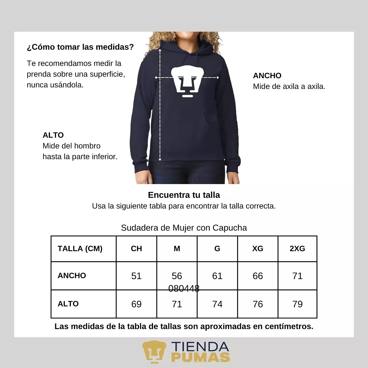 Sudadera Mujer Hoodie Pumas UNAM Logo Monocromatico Vinil