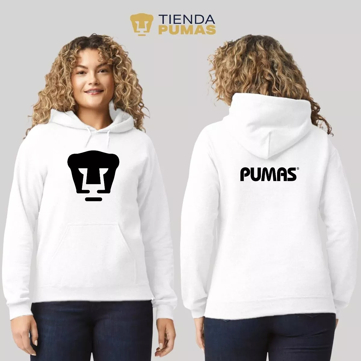 Sudadera Mujer Hoodie Pumas UNAM Logo Monocromatico Vinil