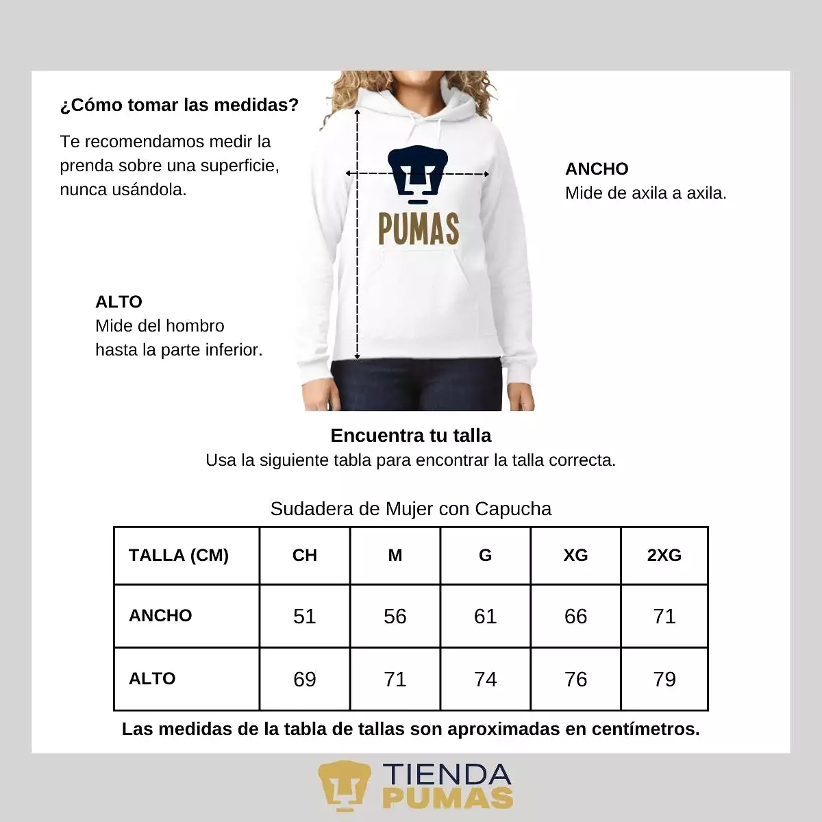 Sudadera Mujer Hoodie Pumas UNAM Logo Pumas