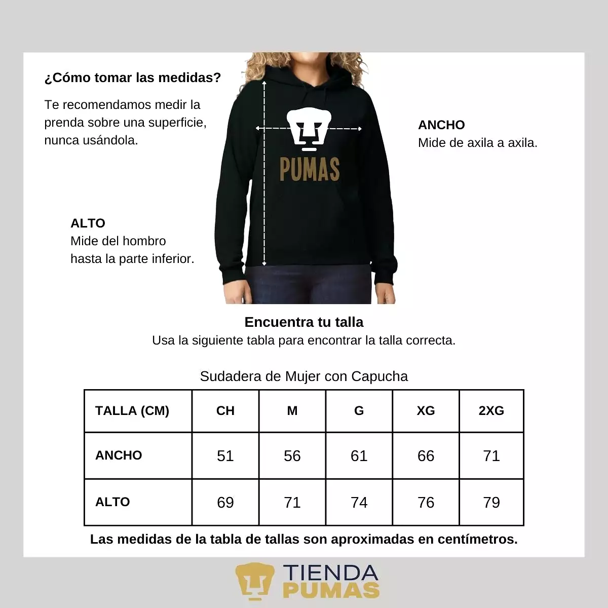 Sudadera Mujer Hoodie Pumas UNAM Logo Pumas