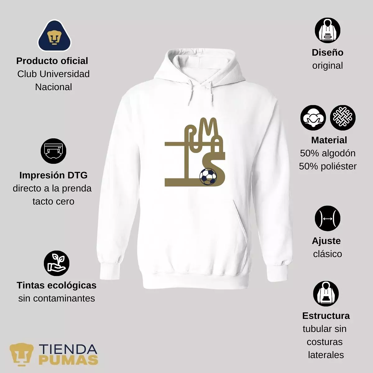 Sudadera Mujer Hoodie  Pumas UNAM Líneas