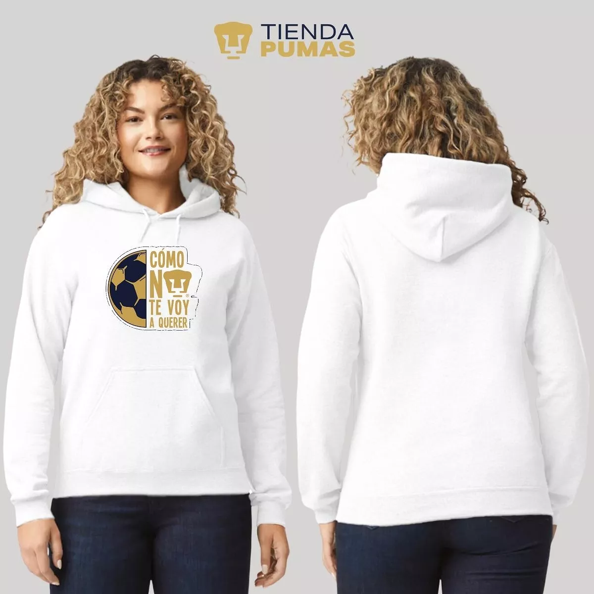 Sudadera Mujer Hoodie Pumas UNAM Medio Balón