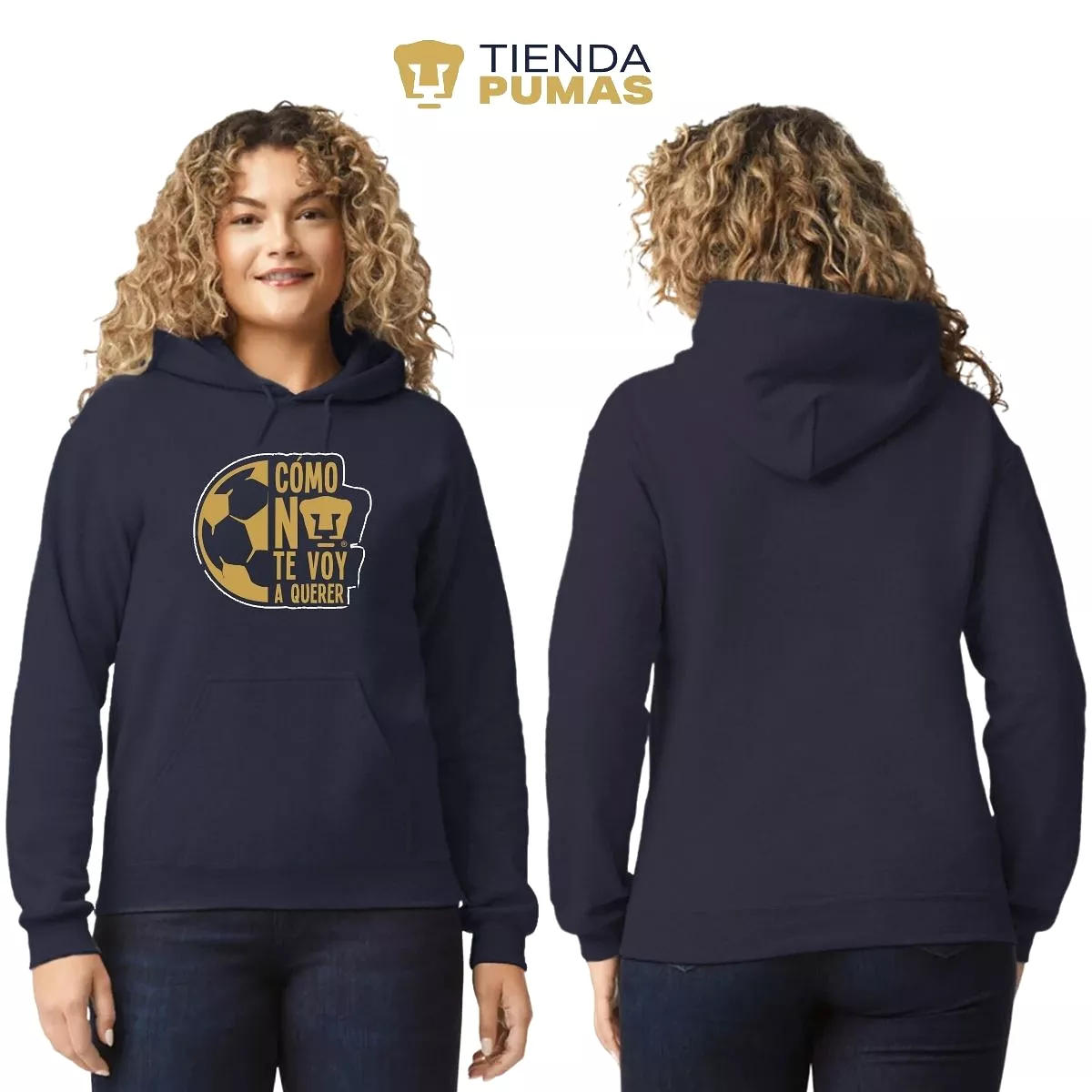 Sudadera Mujer Hoodie Pumas UNAM Medio Balón