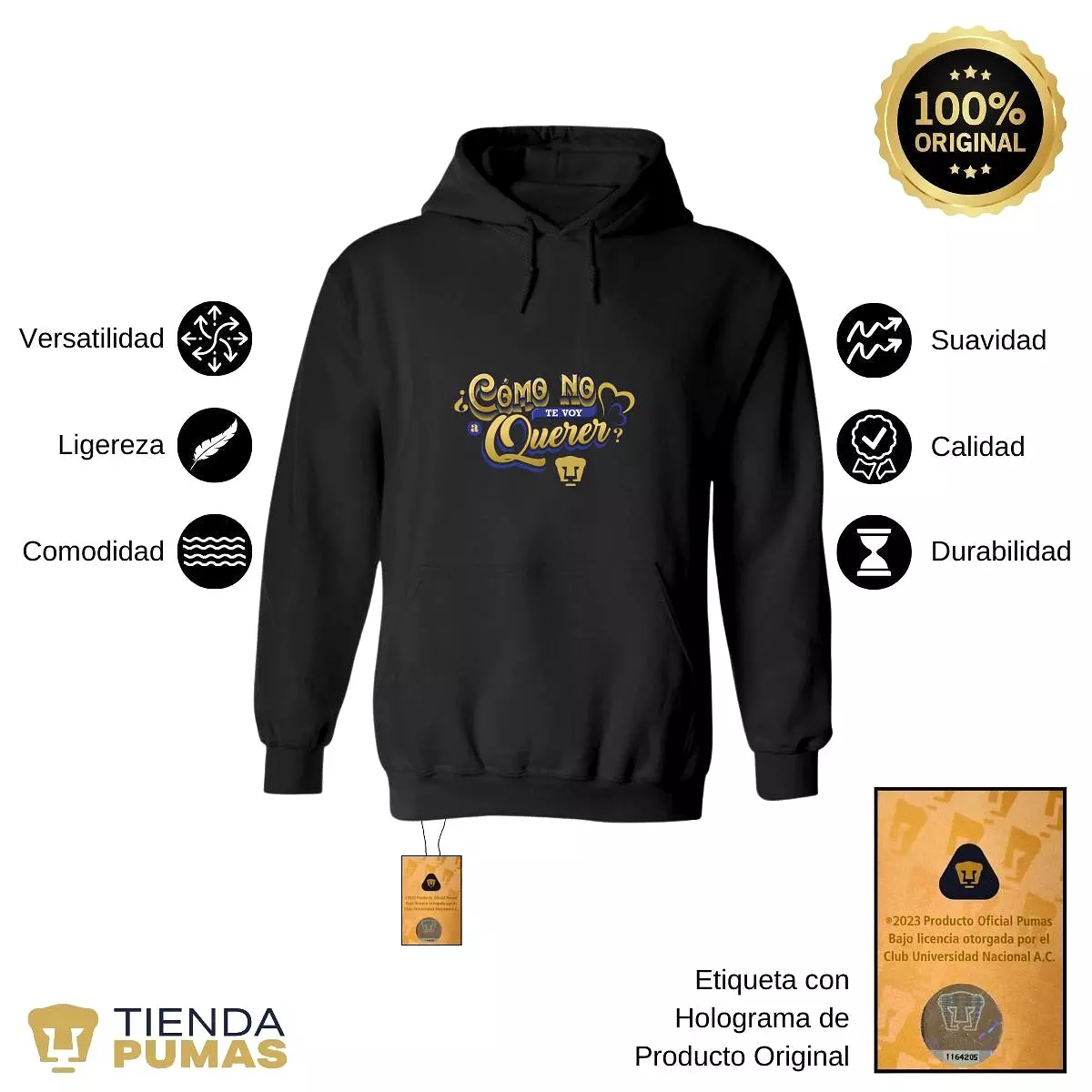 Sudadera para Hombre Hoodie Pumas UNAM Cómo te voy a querer