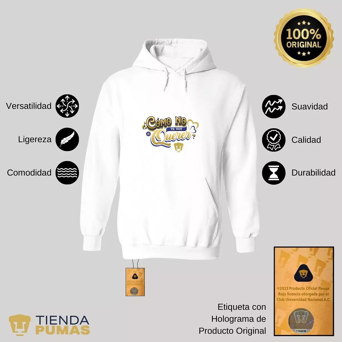 Sudadera para Hombre Hoodie Pumas UNAM Cómo te voy a querer