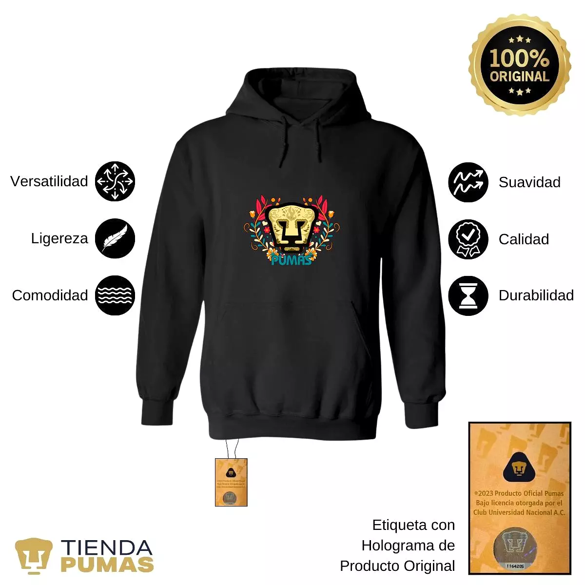 Sudadera para Hombre Hoodie Pumas UNAM Día de Muertos