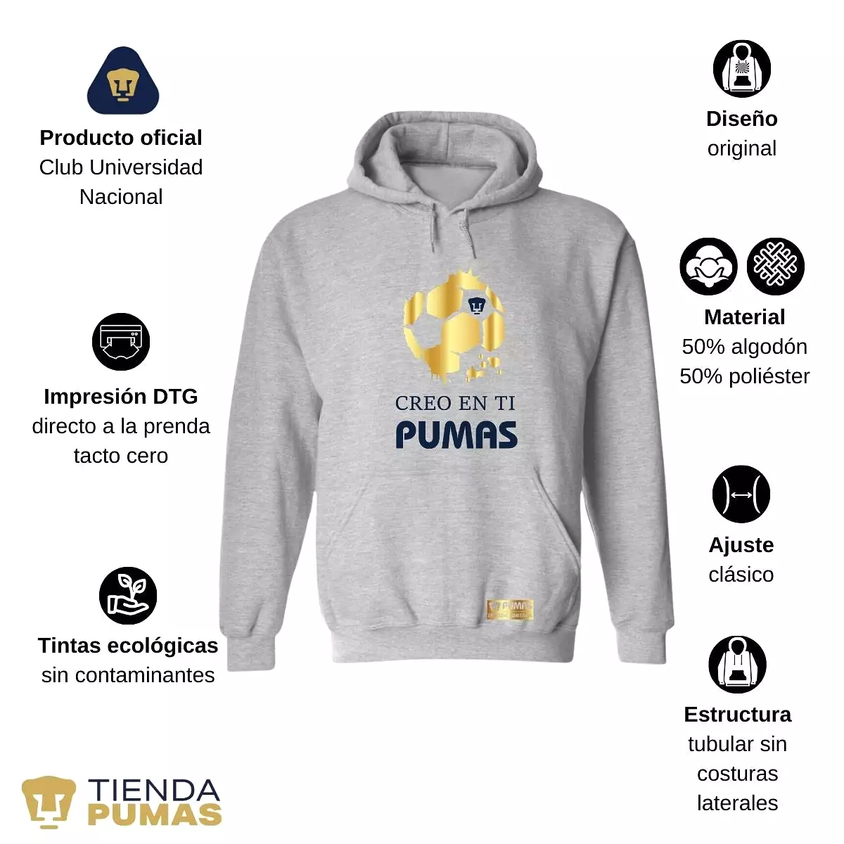 Sudadera para Hombre Hoodie Pumas UNAM Ed Limitada 2 Creo en ti