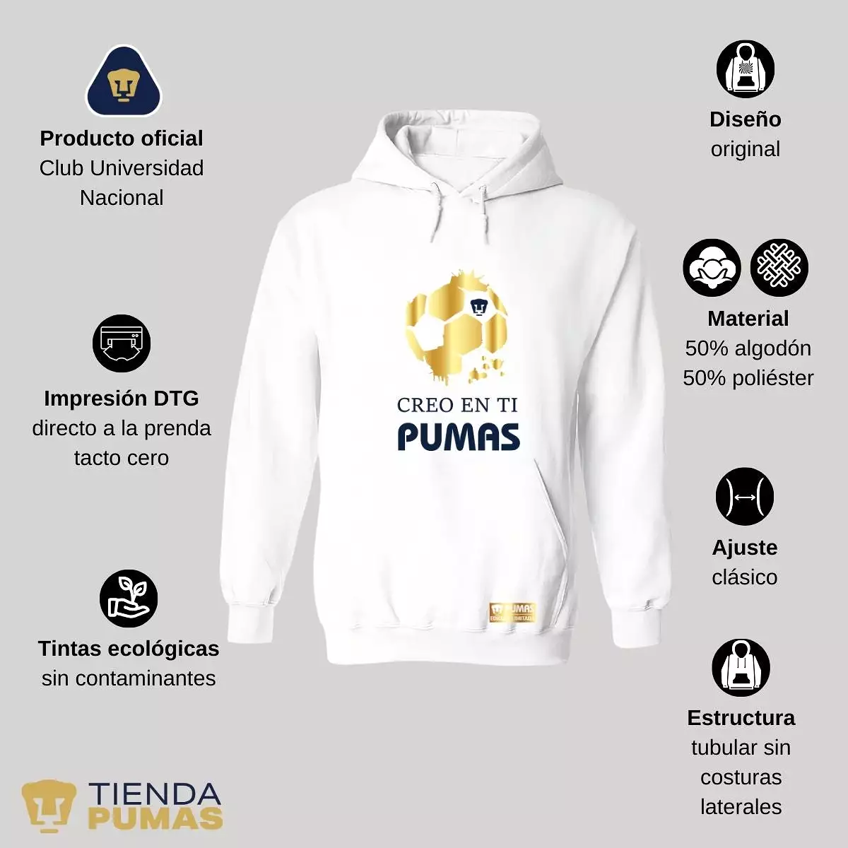 Sudadera para Hombre Hoodie Pumas UNAM Ed Limitada 2 Creo en ti