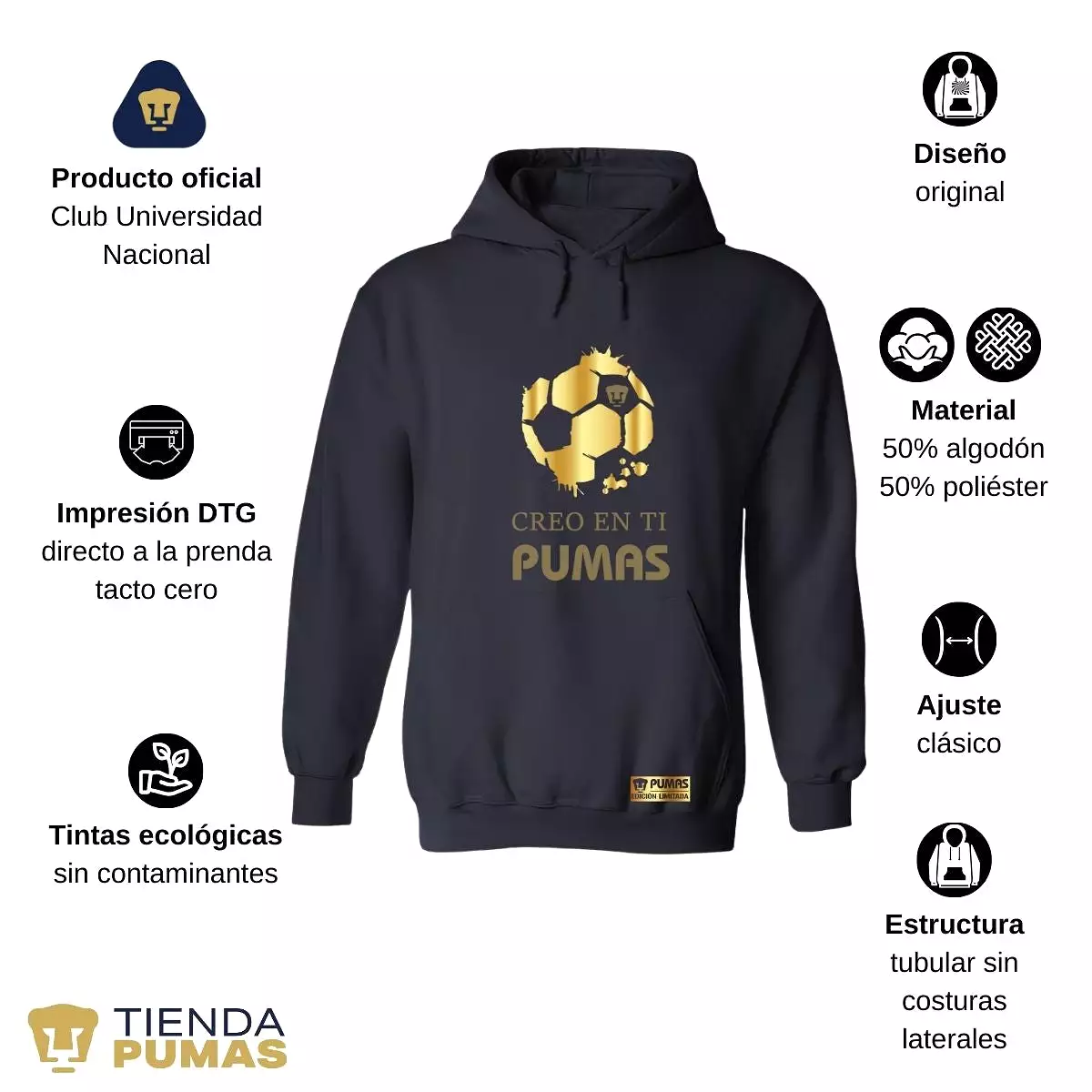 Sudadera para Hombre Hoodie Pumas UNAM Ed Limitada 2 Creo en ti